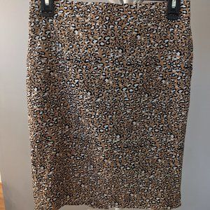 J. Crew Factory Linen Leopard Print Pencil Skirt- SIZE 0